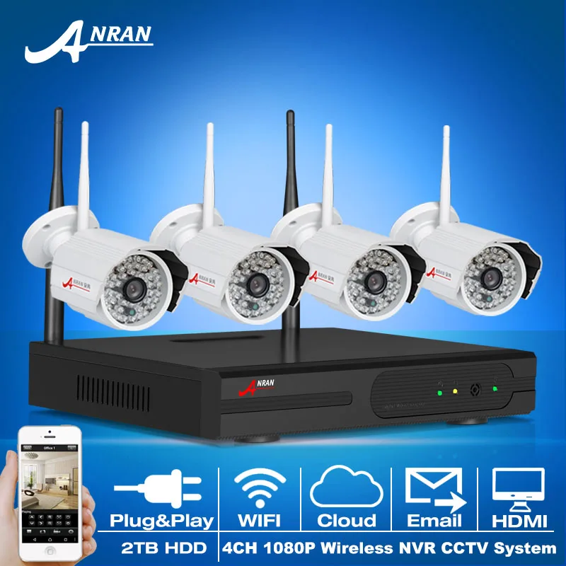 

Plug And Play 4CH Wireless NVR CCTV System&1080P 2.0Megapixel HD Outdoor WIFI IP Camera 48 IR Security Video Surveillance Kit