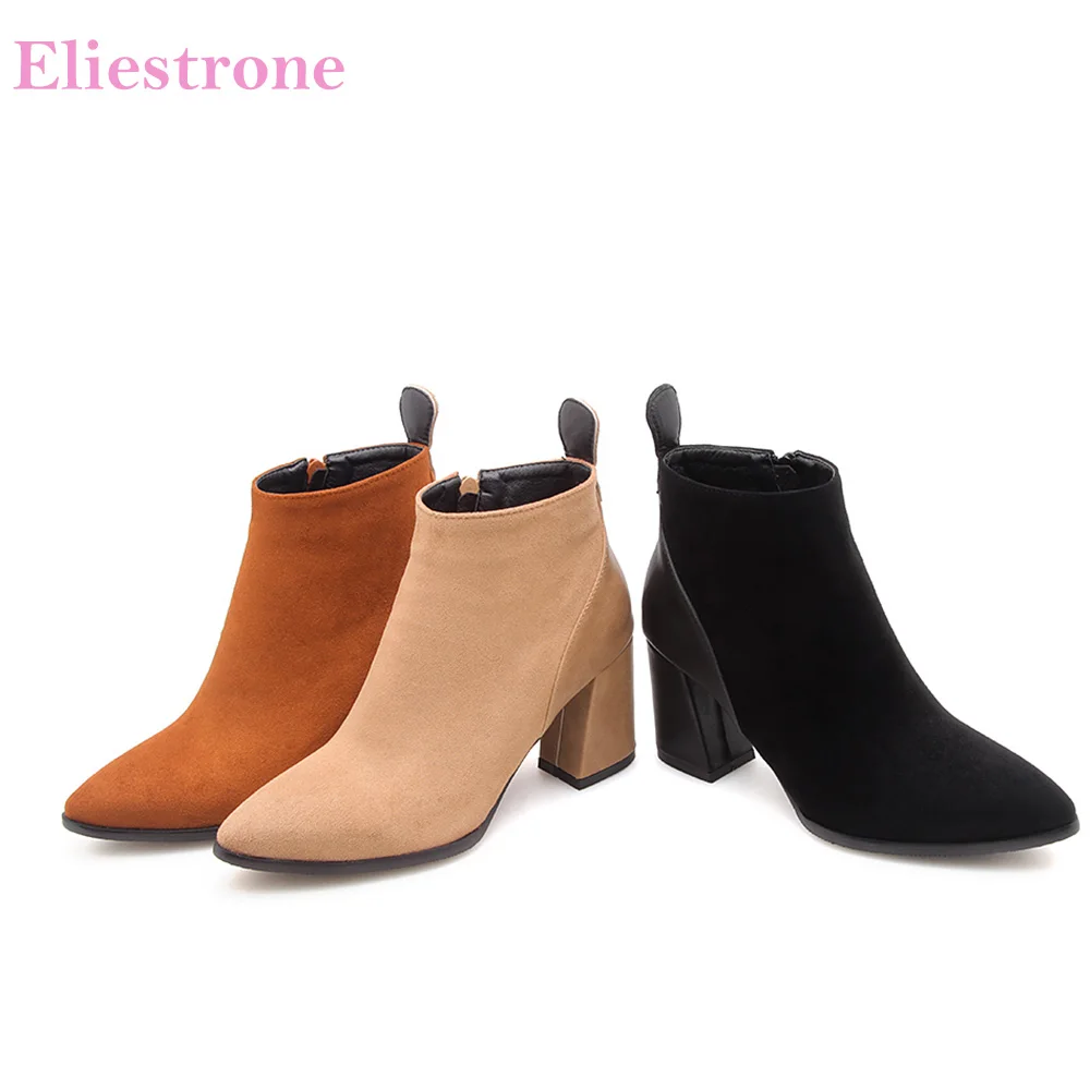 

Brand New Winter Classic Black Yellow Women Ankle Boots Pointed Toe Lady Shoes High Heel AB288 Plus Big Small Size 10 32 47