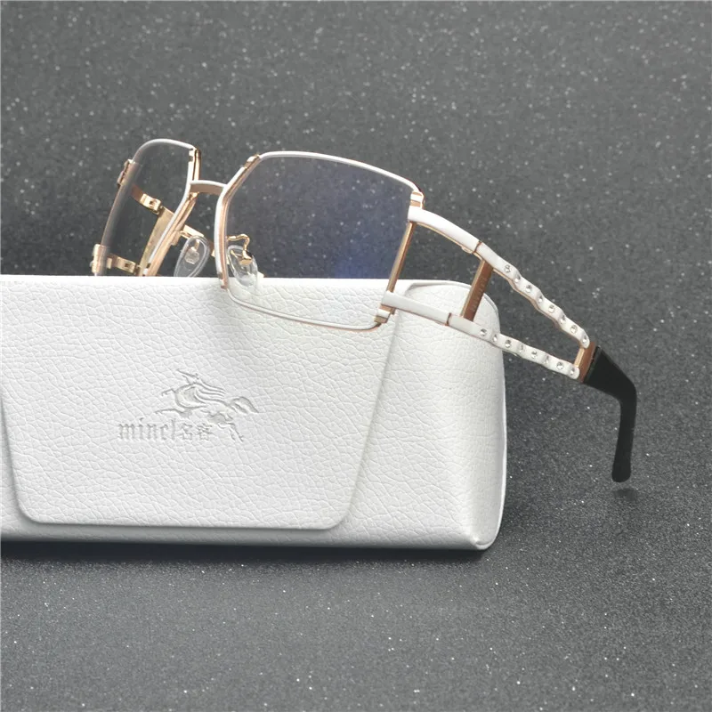 luxury Square diamond Shades Glasses Female Unique Brand Design Sunglasses Clear Lens Fashion Style Sunglasses with box FML