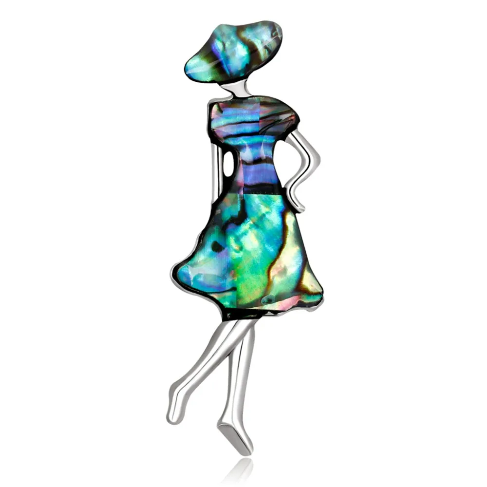 

JAVRICK Trendy Dancing Girl Shell Cartoon Brooche Collar Pins Corsage Badges Dress Accessories Exquisite Brooch