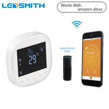 WiFi Touchscreen Thermostat Water/Electric Floor Heating Temperature Controller Weekly Programmable Works with Alexa WiFi Touchscreen Thermostat Water/Electric Floor Heating Temperature Controller Weekly Programmable Works with Alexa