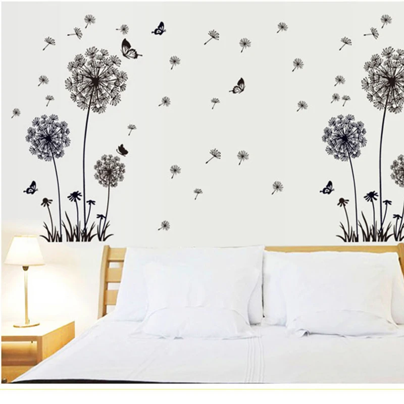 

Butterflies Flying In Dandelion Wall Stickers Home Decor Living Room Bedroom Wall Decals Art Decorative Stickers Muraux