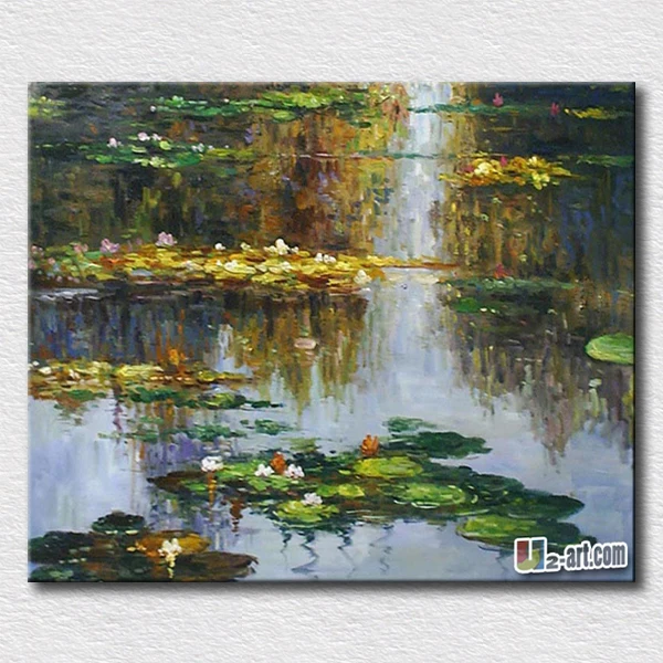 

Impression handpainted oil painting Water lily by Claude Monet painted on canvas painting for office room