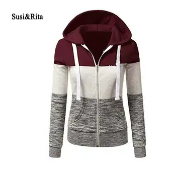 

Susi&Rita Plus Size Autumn Hoodies Women Sweatshirts Casual Long Sleeve Patchwork 2018 Sweatshirt Pullover Winter Hoodies Femme