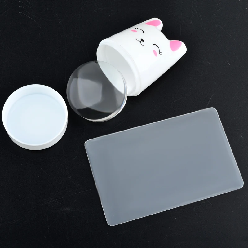 

1Set Lovely Rabbit Nail Art Stamper Scraper Soft Silicone Nail Stamp Plates Stamping Manicure Tools