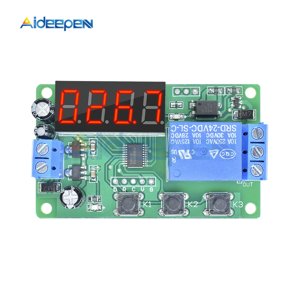 

DC 24V LED Digital Display Delay Time Module Switch Control Relay Cycle Timer