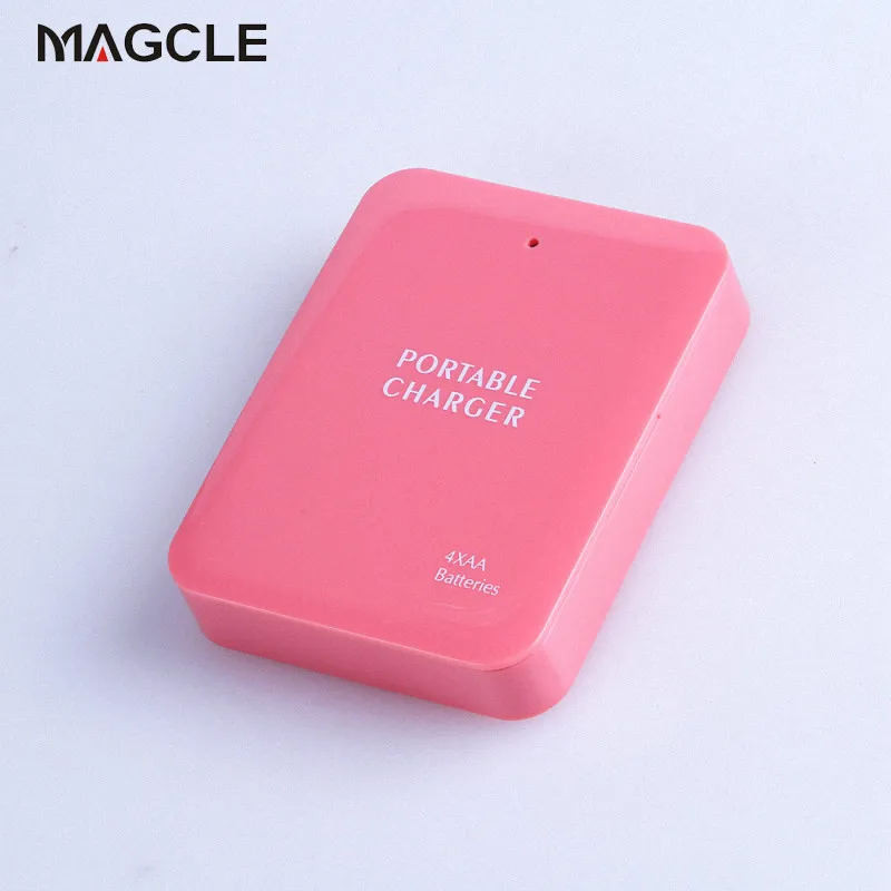 Universal Portable LED Flashlight 4x AA Battery USB Power Bank Charger Case Box Battery Charger DIY Kit For Smart Phone