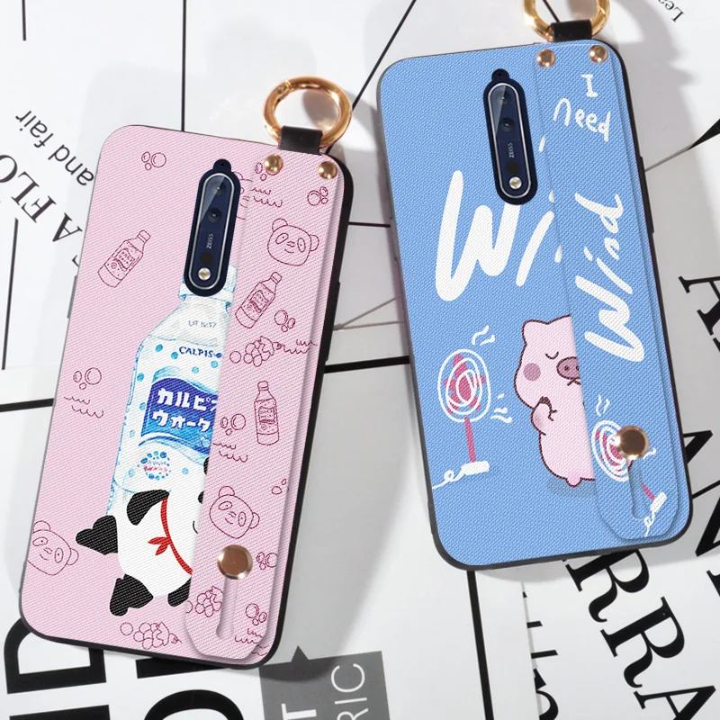 

Wrist Strap Soft TPU Phone Case For Nokia 8 Sirocco X5 X6 X7 X71 9 6 2018 Animal Pattern Cover Case For Nokia 7 5.1 6.1 8.1 Plus