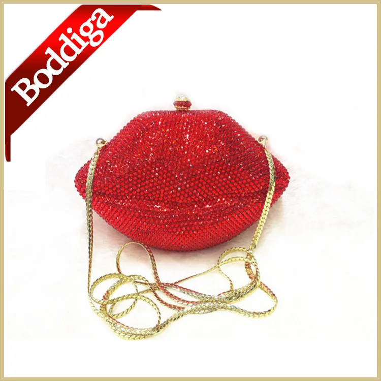 

Fashion Crystal Red Lips Clutch Bags Women Dress Bag Day Clutch Hot Sale Popular Box Style Party Clutch Customize DHL Free