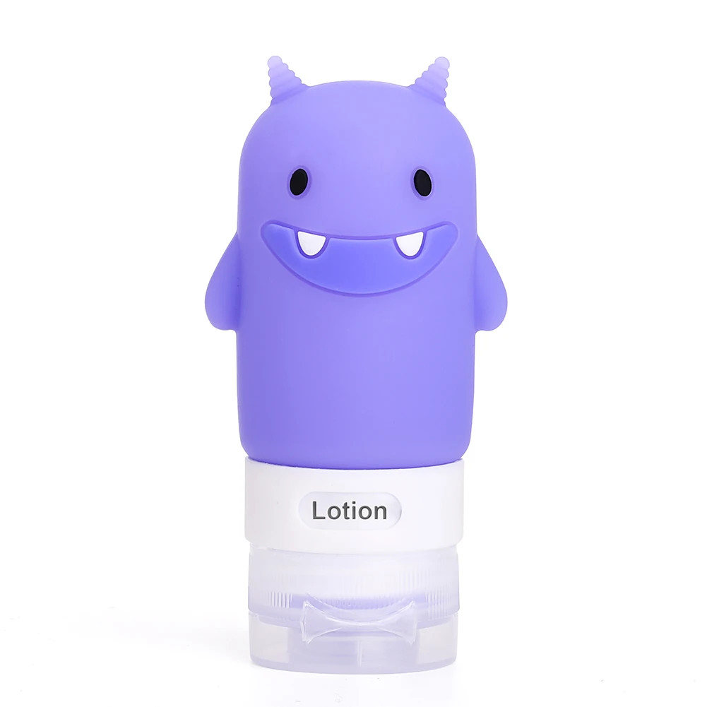 1 шт. портативная многофункциональная бутылка для моделирования мультяшных животных силиконовый контейнер для жидкого макияжа с мультяшным рисунком Прямая поставка - Цвет: Purple Monster 60ml