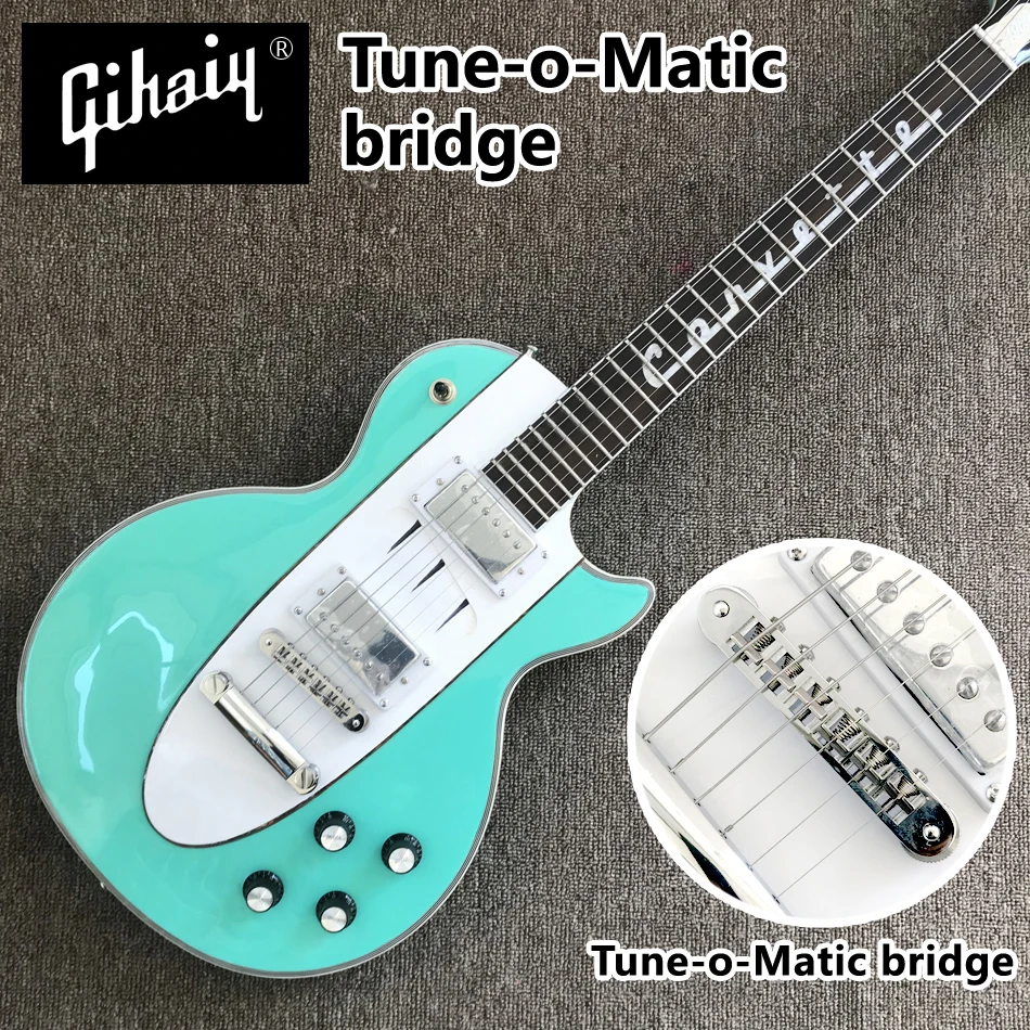 

High quality hand-made electric guitar, Pink Green electric guitar with rosewood fingerboard Tune-o-Matic bridge, free shipping