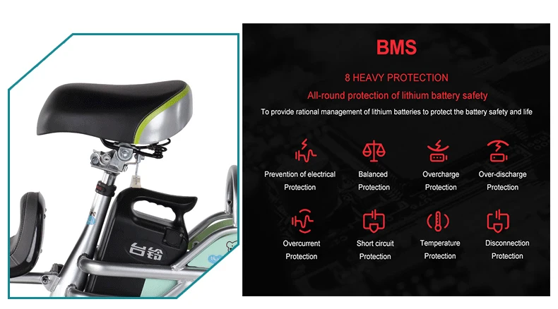 Perfect Electric Bikes Adults Two Wheels Electric Bicycle 16 Inch 48V 240W Portable Electric Scooter For Kids  Ladies With Child Seat 5