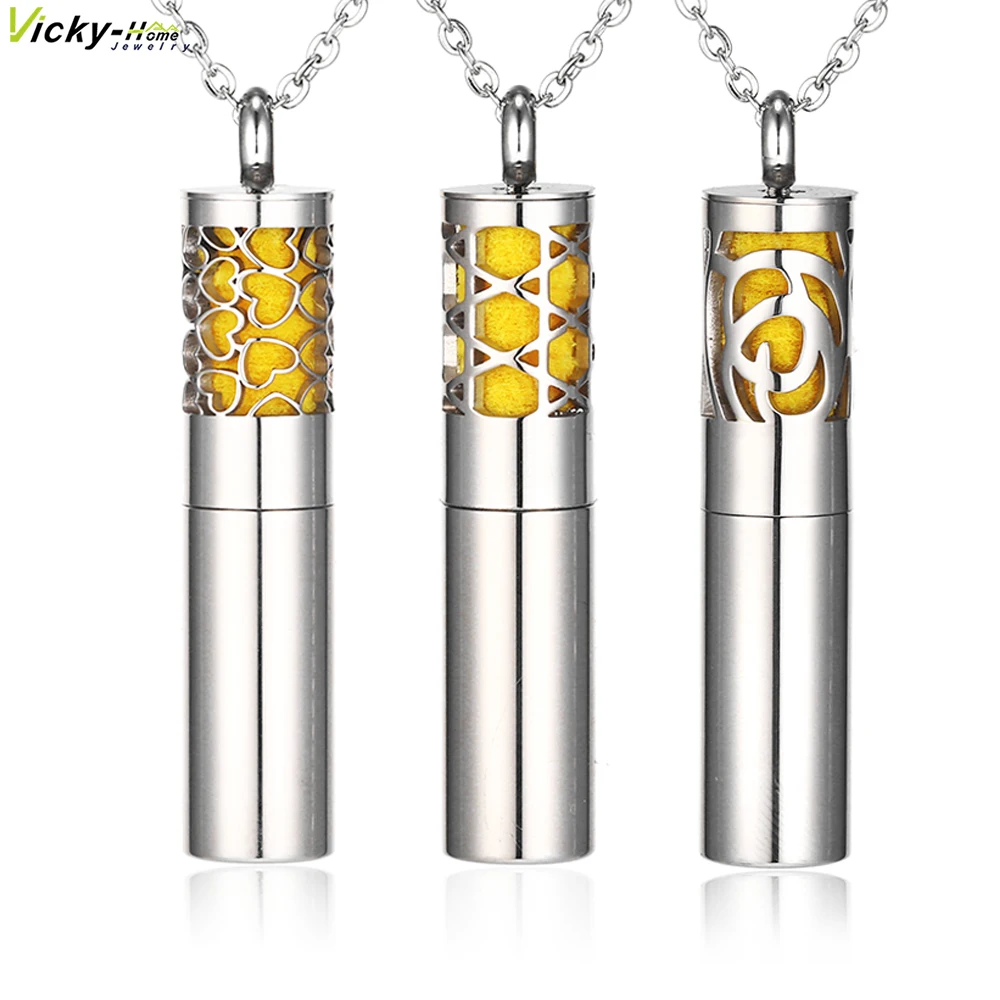 

Vicky-Home Perfume Hollow Out Essential Oils Storage Diffuser Necklace Aromatherapy Locket Pendants in 316L Stainless Steel