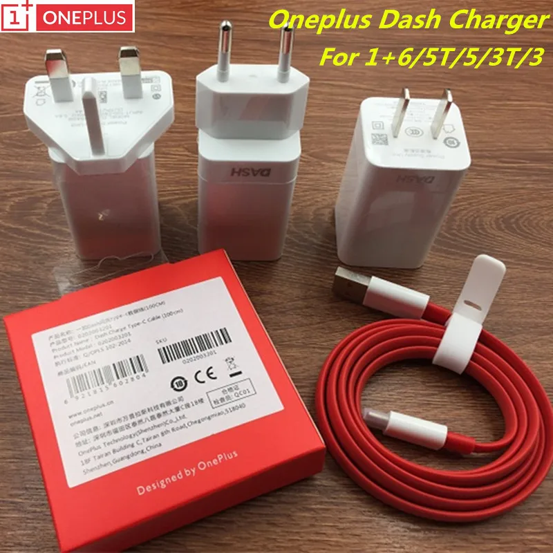 

Original One plus 1+ Dash Usb Charger Fast Quick EU US UK Adapter Plug 1M Type-C Cable For Oneplus 5 5T 6 6T 7 3T 3 Three T
