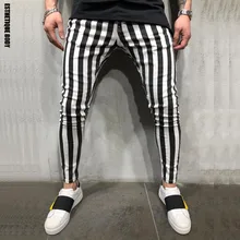 Новинка, спортивные брендовые штаны для бега, мужские полосатые клетчатые брюки для фитнеса, мужские летние брюки для бега, спортивные брюки-карандаш