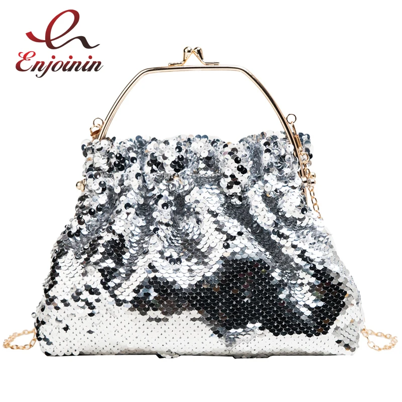 

Glamorous Fashion Glossy Metal Handle Ladies Party Handbag Shoulder Crossbody Mini Bag Chain Purse Women Pouch Evening Bag