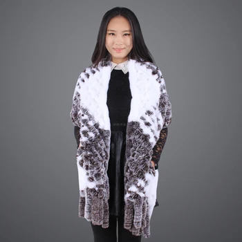 

Winter Women's Real Rex Rabbit Fur Shawl scarf