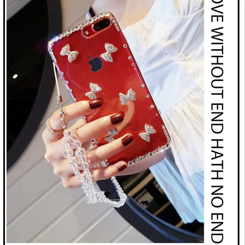 Aoweziic Mobile phone shell XS MAX XR crystal lanyard slim female diamond For iphone6s 7 8plus innovative protective sleeve tide