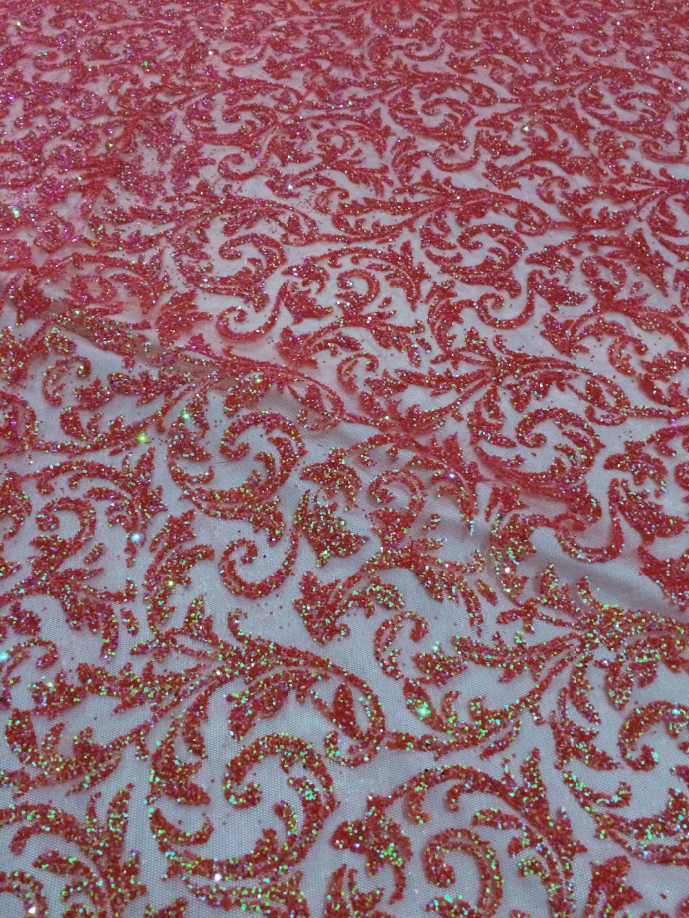 French Indian Lace Fabric with glitter for Wedding Dress Latest