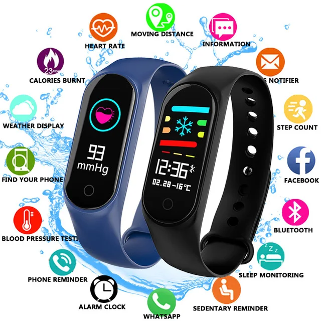 

TOP Sell Smart Bracelet Color-screen IP67 Fitness Tracker blood pressure Heart Rate Monitor Smart band For Android IOS phone Men