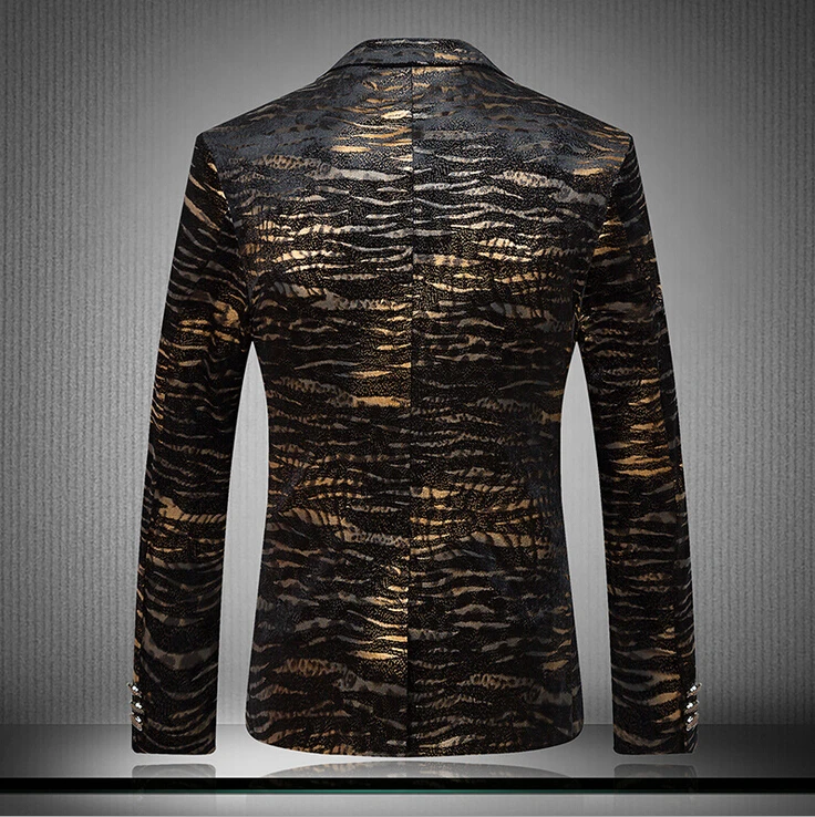 Chanteur Mode Stage Plus De Costumes Costume Veste gold Nouvelle Impression Vêtements Slim Manteau Taille 1 xxxlHommes Bar Gold M 2 Coréenne Petit BxeCordW