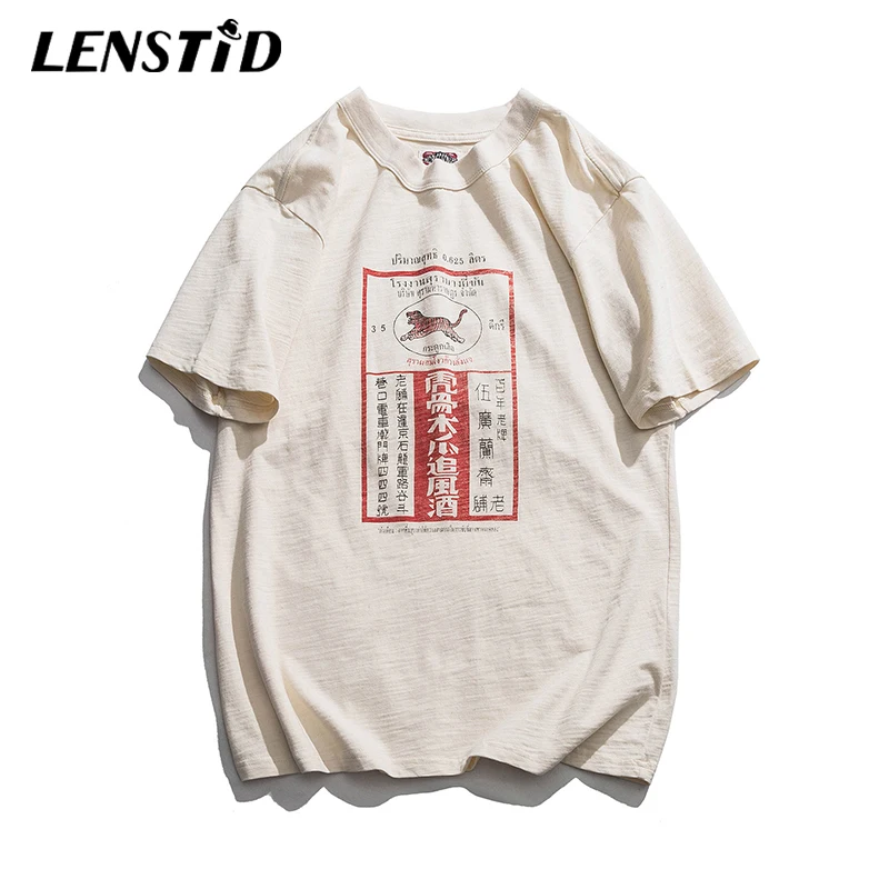 LENSTID 2019 Harajuku Мужская футболка в китайском стиле с принтом уличная хип хоп летняя