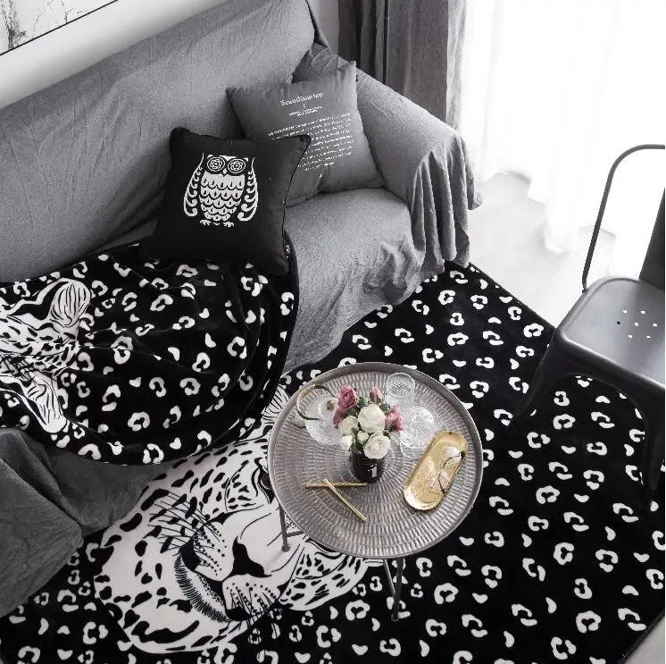 INS большой супер мягкий коврик фланелевый черный и белый молитвенный коврик 15 мм толстый мягкий для гостиной игровой коврик нескользящий ТАПИС одеяло