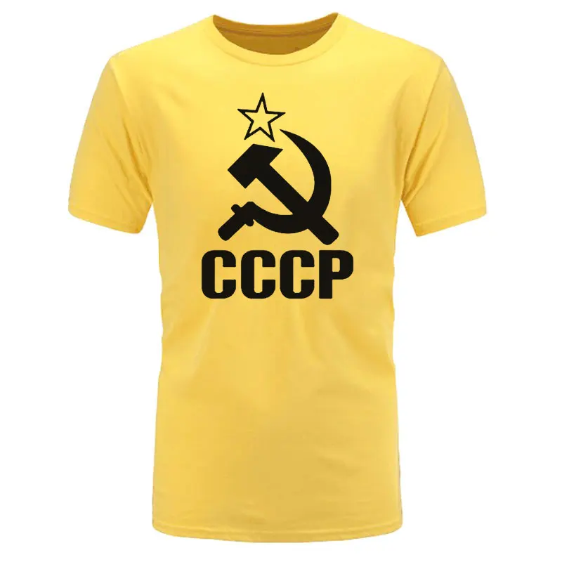 BAIJOE CCCP мужские футболки, мужские футболки с коротким рукавом, футболки из хлопка с круглым вырезом - Цвет: yellow black