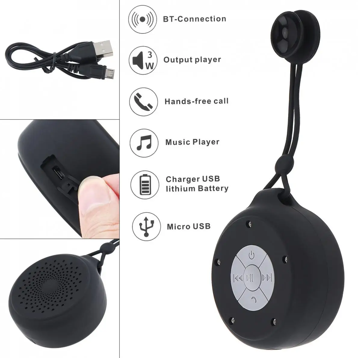 

Mini Bluetooth Speaker Suction Vup Wireless Shower Portable Speaker with RDA V4.2 and Waterproof for iPhone / Andriod / MP3