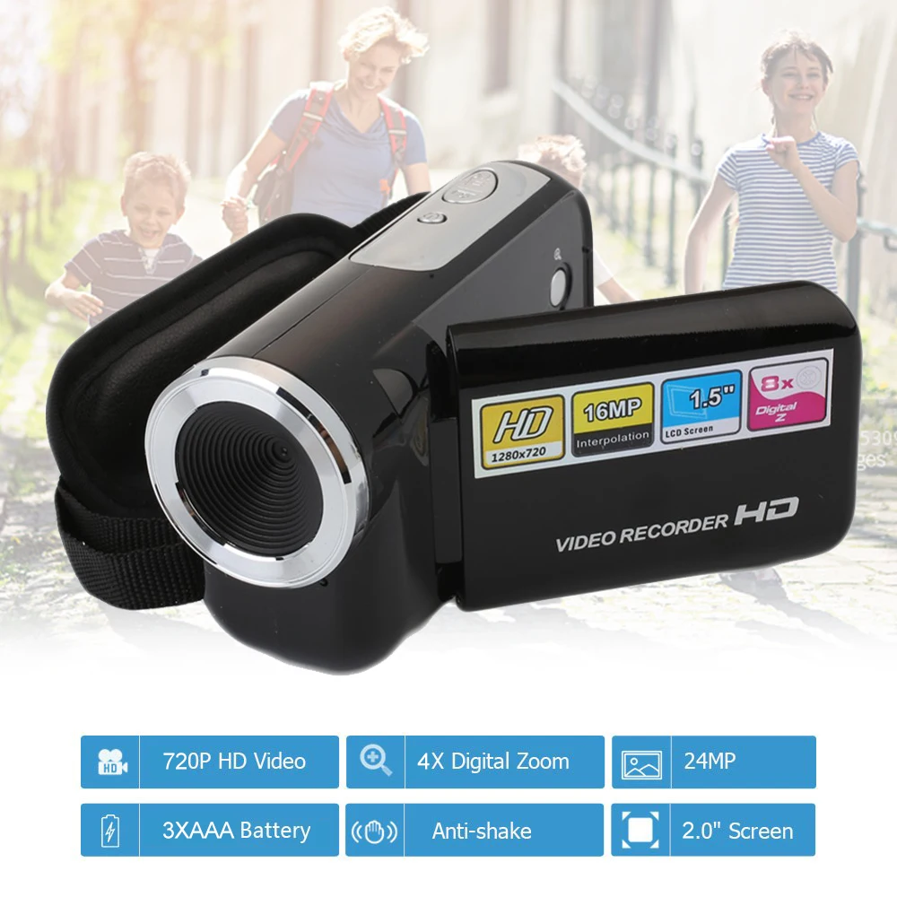 Kopen 2 inch Digitale Camera Camcorde Draagbare Video Recorder 4X Digitale Zoom Display 16 Miljoen Home Outdoor Video Recorder