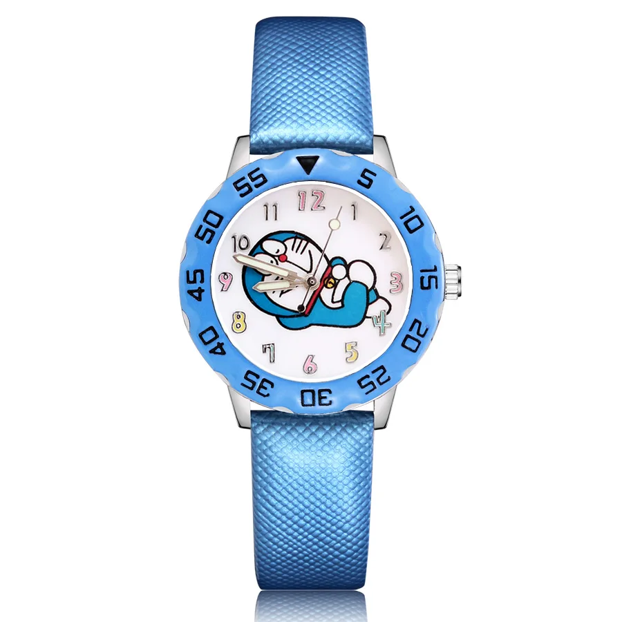 

Fashion Cartoon Doraemon style Children's Watches Kids Student Girls Boys Quartz leather Wrist Watch Clcok JM73