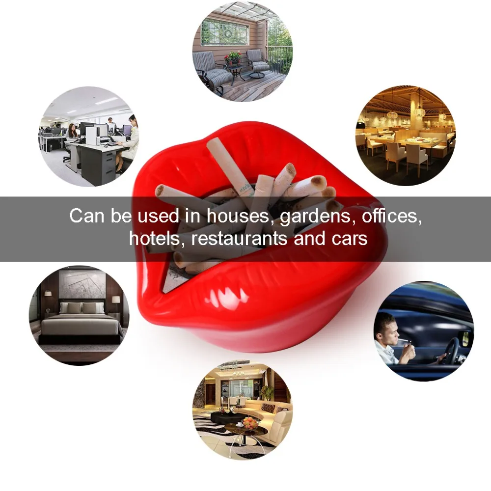 Ceramic Cigarette Ashtray Novelty Lip Mouth Cigarette Ashtray Holder For Smoker Fashion Home & Office Decorations Red (7)