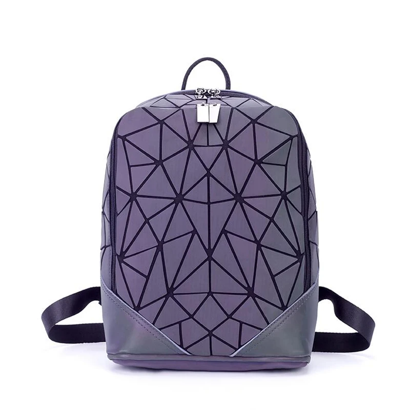 

Fashion Luminous Irregular Triangle Sequin Backpack for Women Fashionable Rucksack Female Backbag Korean Gray and Purple New