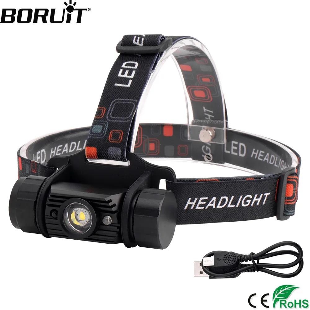 Best BORUiT T6 LED Induction Mini Headlamp 1000LM Motion Sensor Headlight 18650 Rechargeable Head Torch Camping Hunting Flashlight