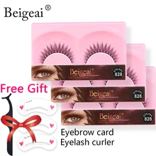 High Quality Natural Long False Eyelashes 3 Pairs Soft Fake Eyelashes Extension Lashes Tools Eyelash Curler Beigeai Brand Makeup