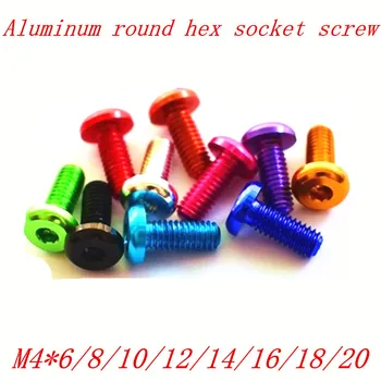 

10pcs/lot M4*6/8/10/12/14/16/18/20 aluminum anodized hex socket button head screw
