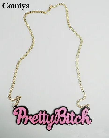 

new Summer Big brand new Korean western sale thick Long links chains neclaces fashion pink words necklace for girls