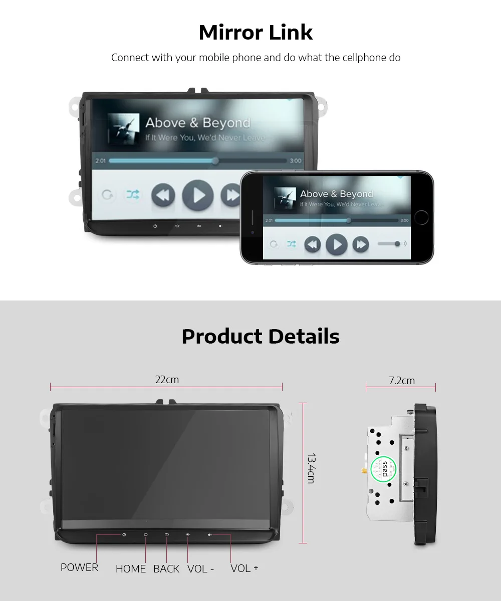 Perfect Android 7.1 9 Inch Quad Core 2 Din Car Radio Stereo GPS Car Multimedia Player For Volkswagen 2+16GB Mirror Link Wifi Bt 4