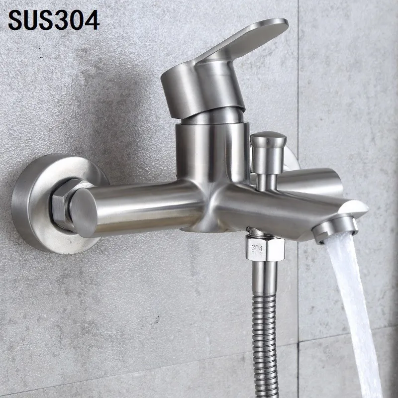 

Thermostatic Shower Faucet Wall Mounted Double Handle Faucet Spout Filler Diverter Brushed Bathtub Valve Faucet Mixer Tap 58071