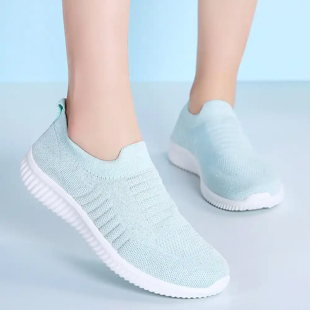 light blue slip on shoes