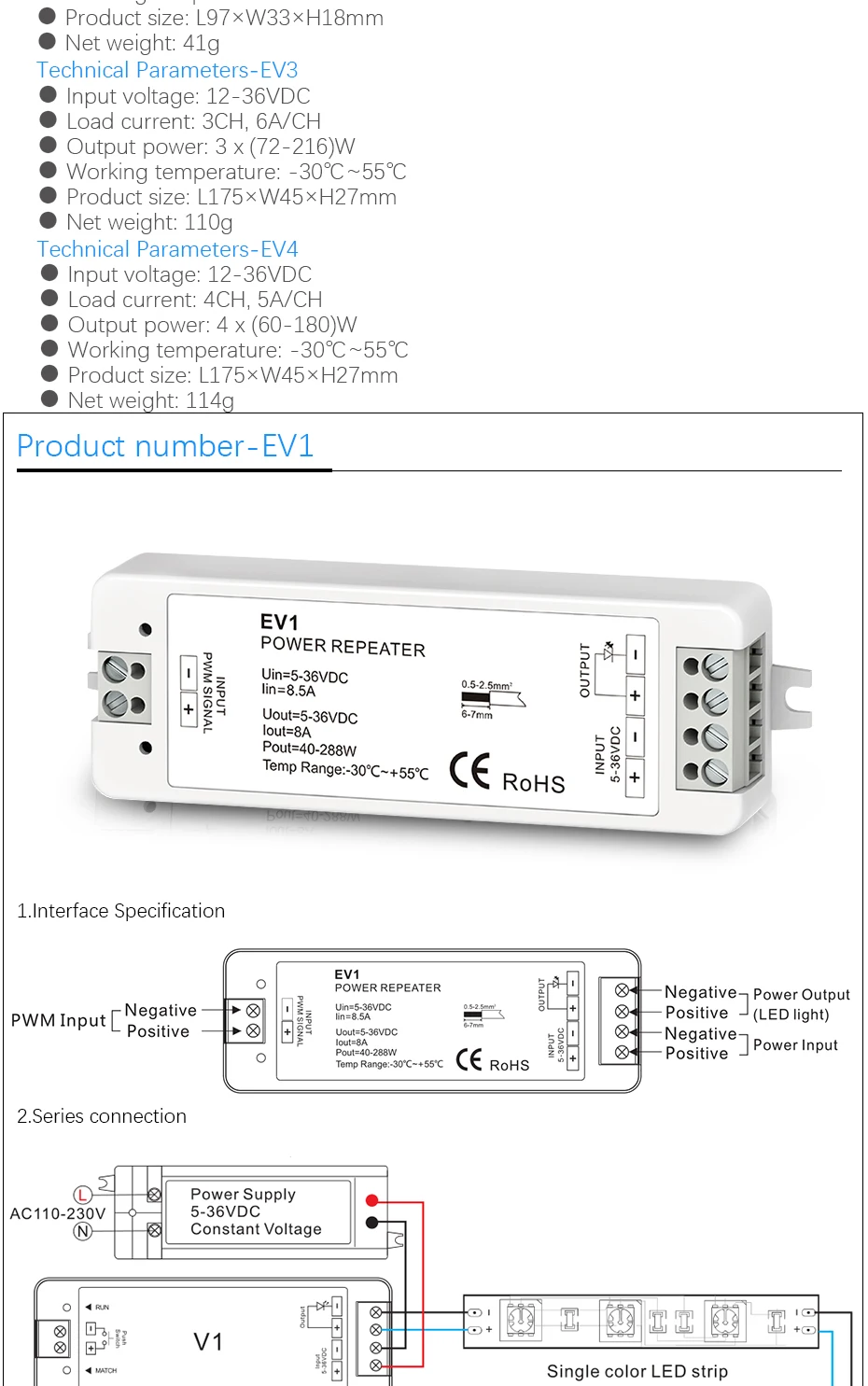 DC5-36V EV1 EV3 EV4 постоянного Напряжение Мощность усилитель светодиодный повторитель мощности с ШИМ для Светодиодный 1CH 3CH 4CH Светодиодная лента LED освещение лампы противотуманных фар