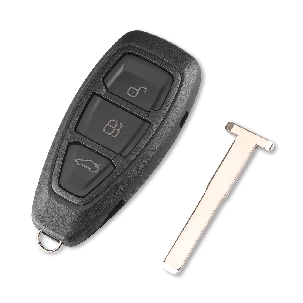 KEYYOU ключ оболочка Крышка Fob 3 кнопки для Ford Focus C-Max Mondeo Kuga Fiesta Замена смарт-чехол для дистанционного ключа от машины HU101 Blade - Количество кнопок: Uncut Blade