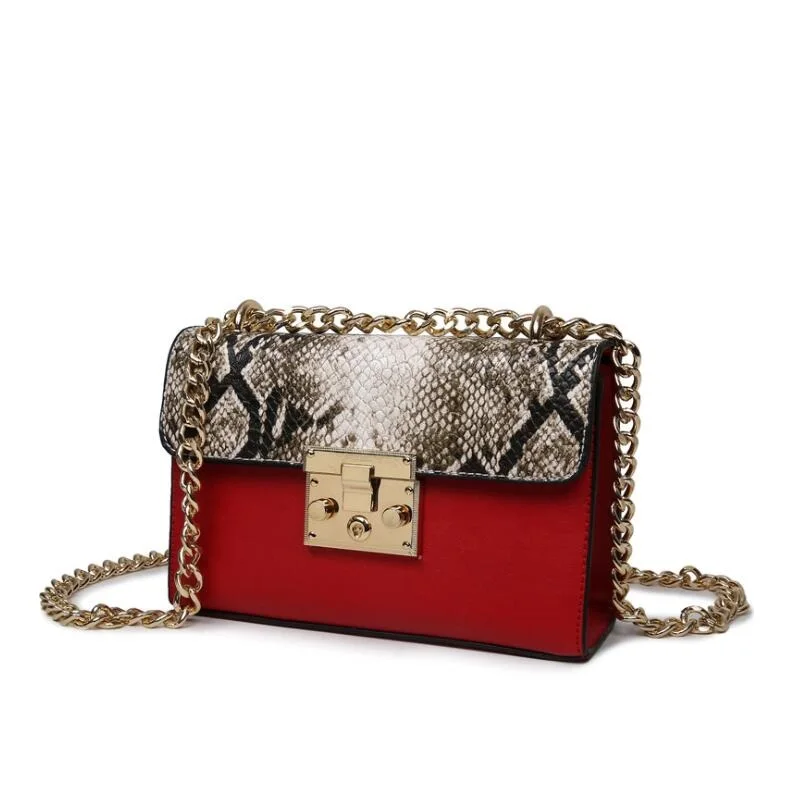 

Casual Women Clutch 2019 Luxury Serpentine Grain Handbags Women Chain Messenger Bags Designer Brand Lock Shoulder Bag Sac A Main