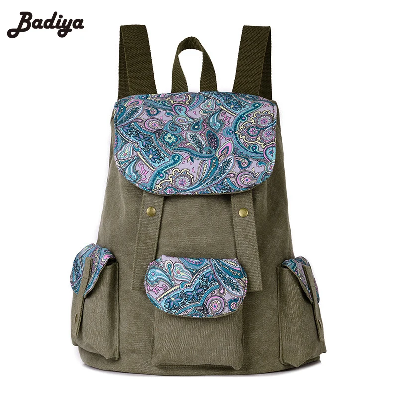 Ethnic Style School Backpack for Teenager Girl Laptop Bag Brand Quality Printing Backpack Women Backpack Floral Canvas Bag 2018 new canvas women backpack big girl student book bag high quality ladies school bag for teenager