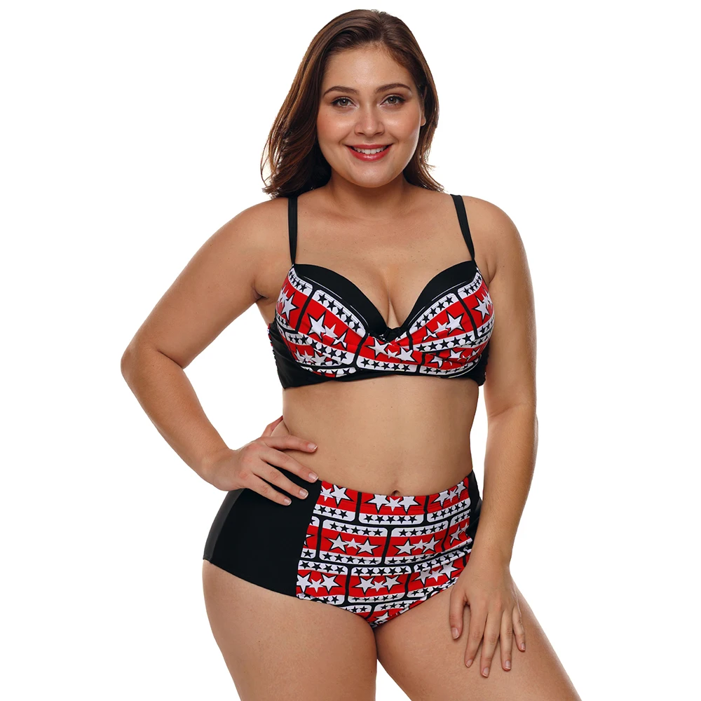 Plus-Size-Black-White-Stars-Print-Bikini-Swimsuit-LC410731-22-1