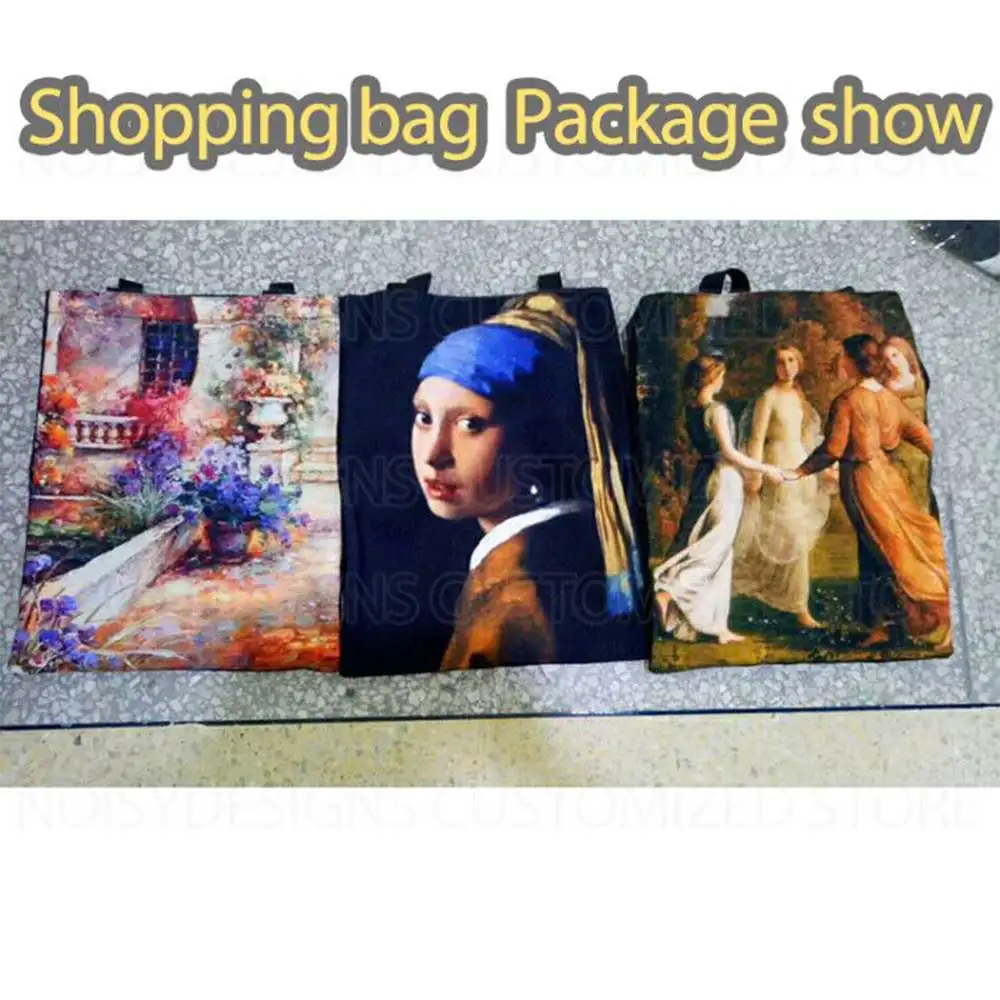 Famous Van Painting Women Canvas Shopping Bags Casual Tote Eco friendly Shoulder Versatile Sack Summer Lady Olils DIY Handbag Famous Van Painting Women Canvas Shopping Bags Casual Tote Eco friendly Shoulder Versatile Sack Summer Lady Olils DIY Handbag