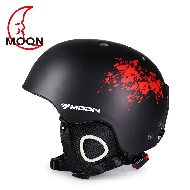 MOON лыжный шлем PC+ EPS CE Сверхлегкий мужской женский лыжный шлем цельно-Формованный шлем для спорта на открытом воздухе Сноуборд Скейтборд - Цвет: Red ink splash