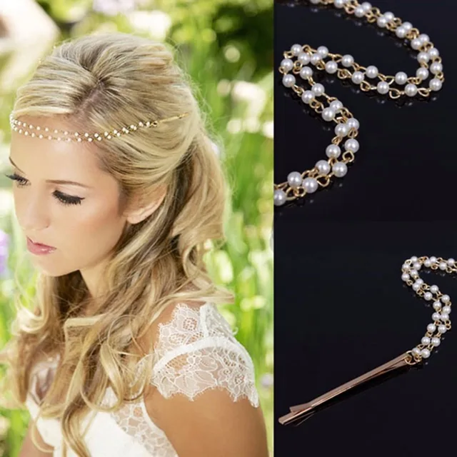 New Shiny Pearl Headband Golden Wedding Party Tiara Hair Bands New Shiny Pearl Headband Golden Wedding Party Tiara Hair Bands Bridal Accessories Flower S Hairpins