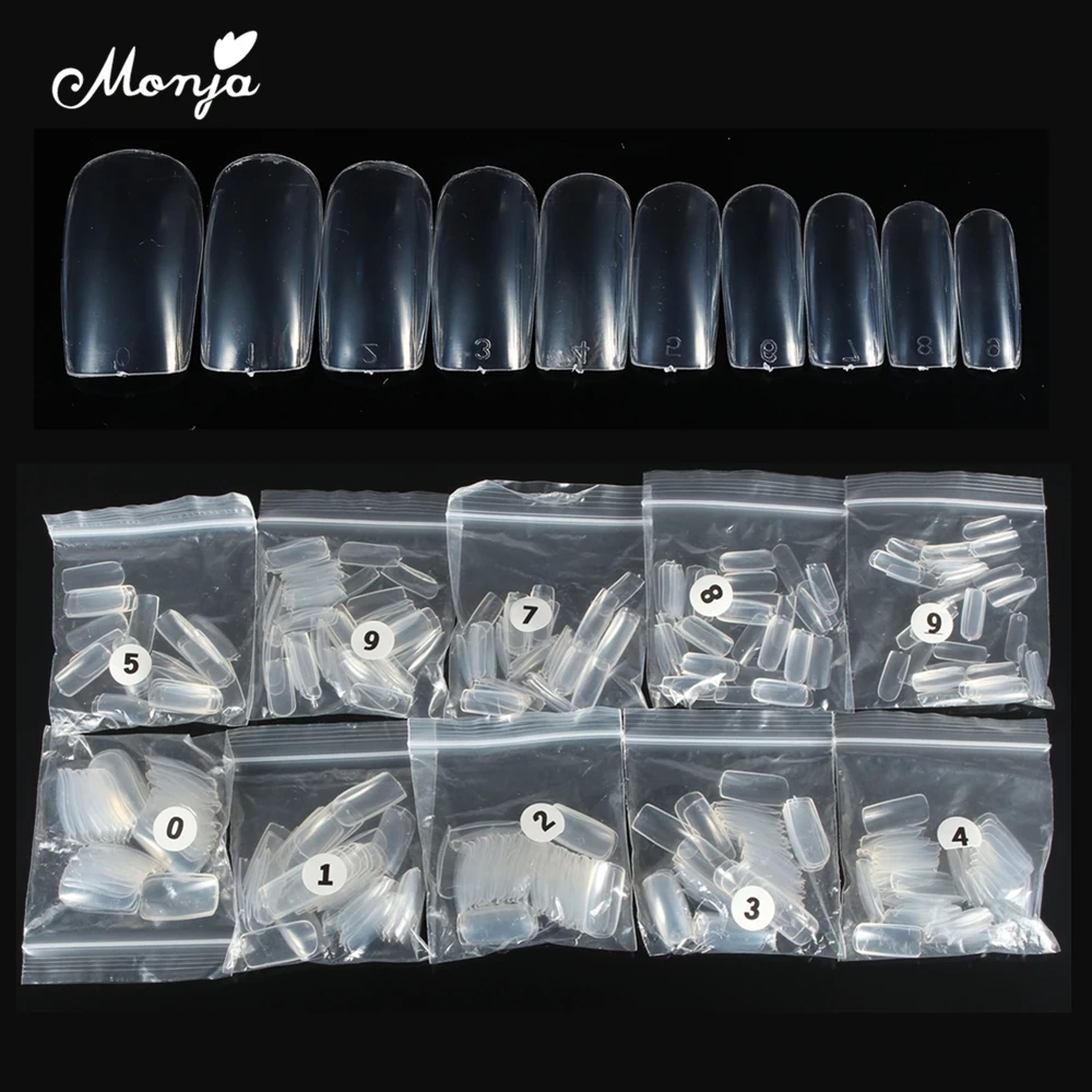 

Monja Jelly Poly Gel 500pcs Nail Art French Acrylic Artificial Natural Transparent Fake Full Cover Square Nail Tips