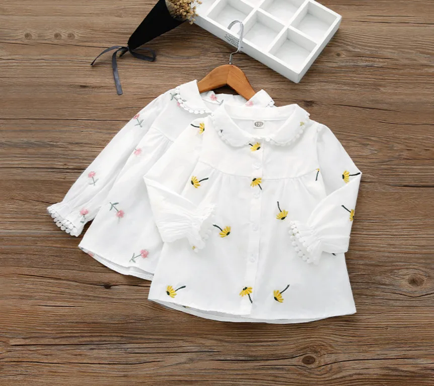 Spring-Summer-Children-Clothes-Flower-Embroidery-Girls-Shirts-Cotton ...